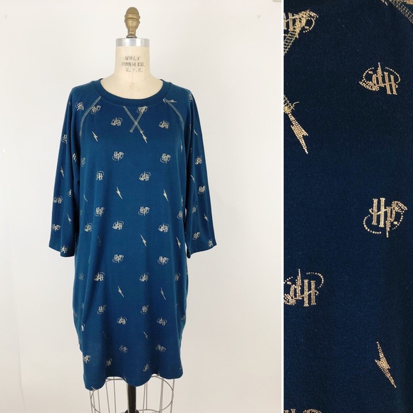 Harry Potter Other - Harry Potter blue and metallic gold night gown pjs